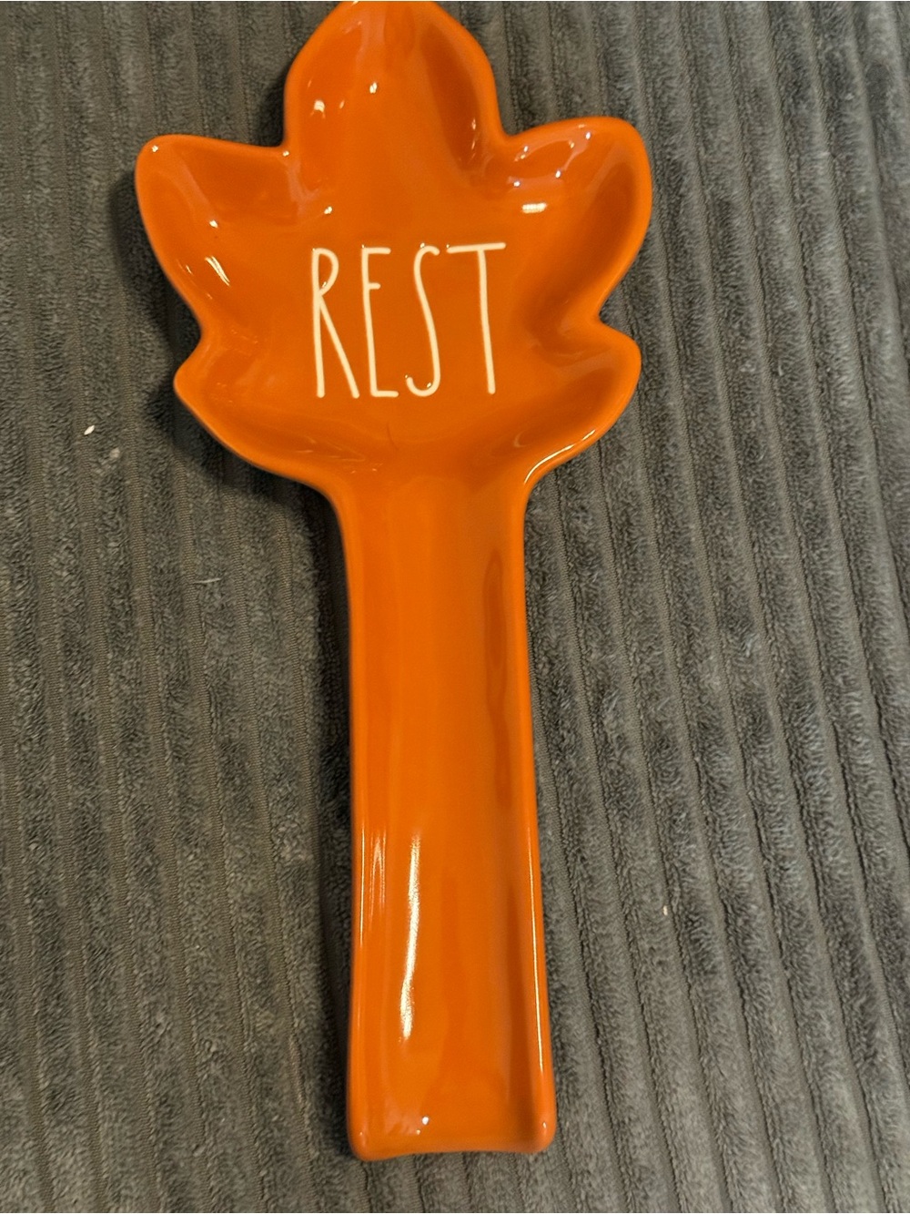 Rae Dunn Orange Leaf 🍁 Shaped Ceramic Spoon Rest- REST- Fall Themed- NEW